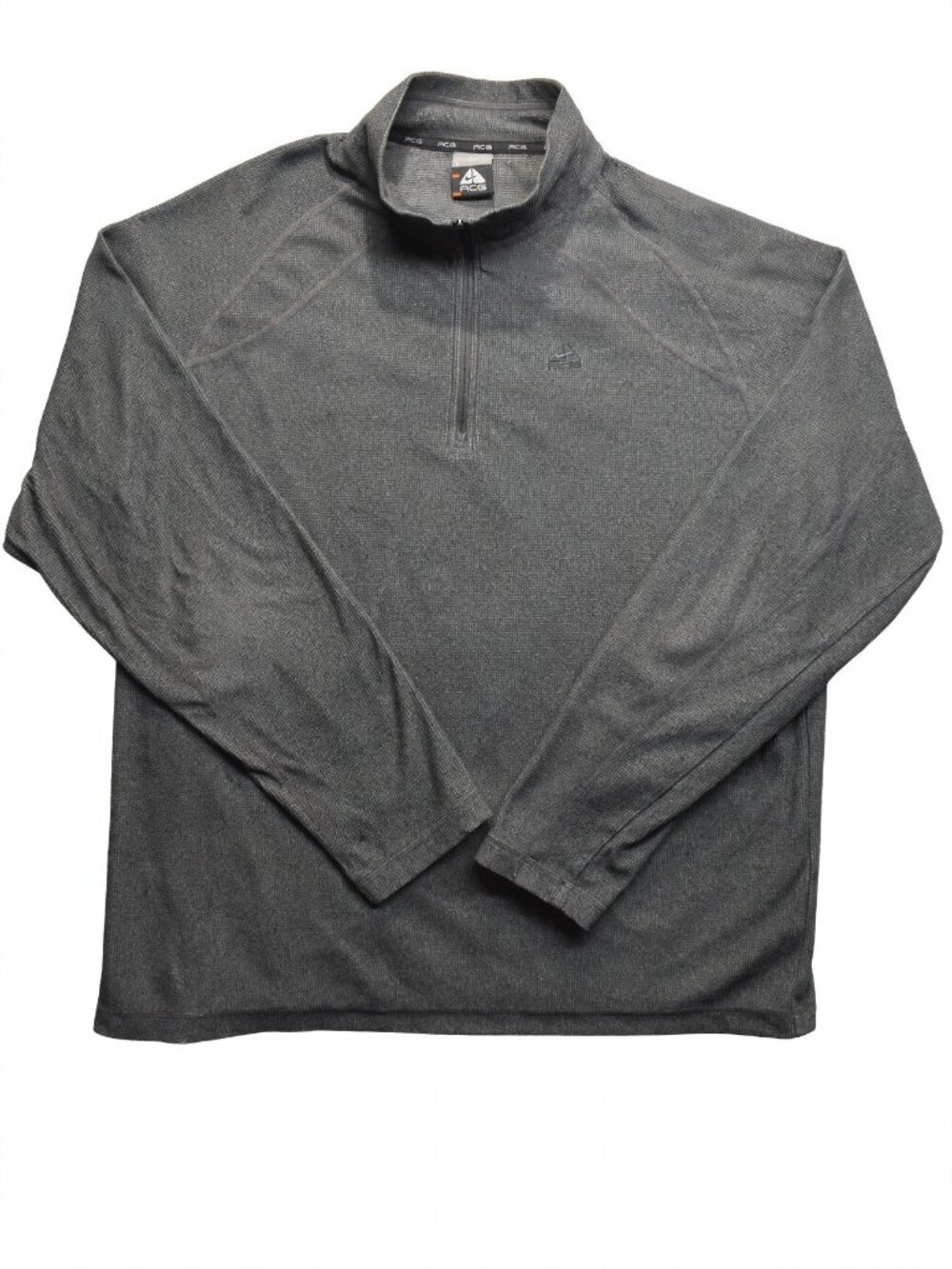 Nike ACG Gray Waffle Knit Quarter Zip Pullover Mens L Outdoor